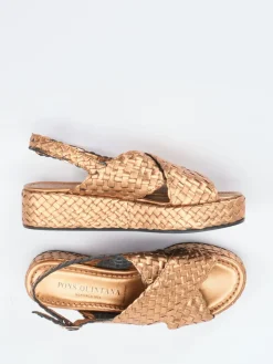 Damen Pons Quintana – Plateau-Sandalen aus Flechtleder kupfer