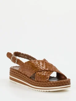 Damen Pons Quintana – Plateau-Sandale aus Flechtleder cognac
