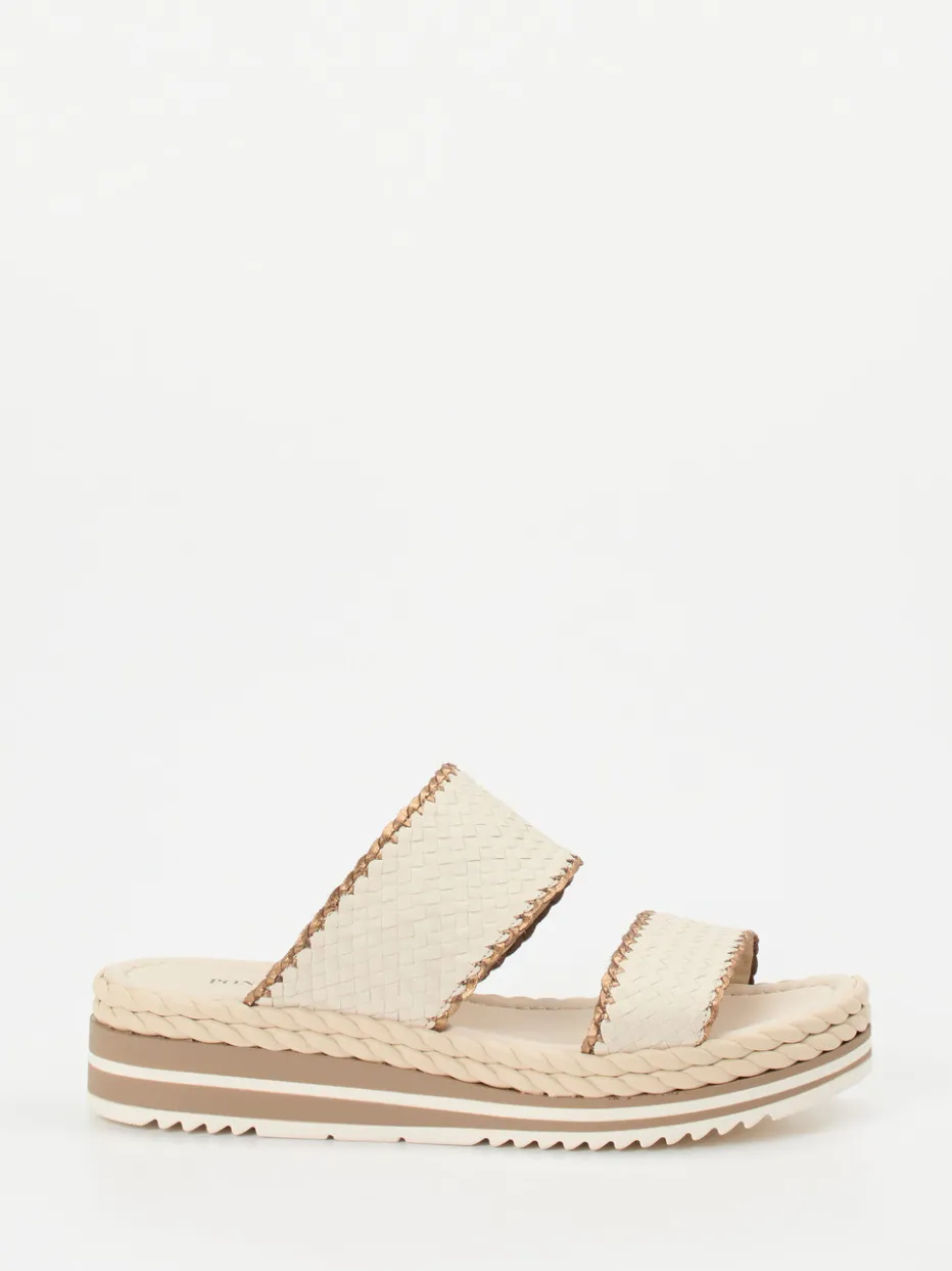 Damen Pons Quintana – Plateau-Sandalen aus Flechtleder Creme