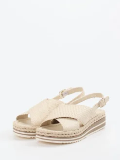 Damen Pons Quintana – Plateau-Sandalette aus Ziegenleder creme