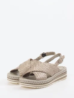Damen Pons Quintana – Sandale aus Flechtleder in Beigegrau