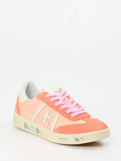 Damen Premiata – Low-Top Sneaker aus Veloursleder lachsrosa