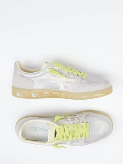 Damen Premiata – Sneaker aus Metallicleder in Hellgrau