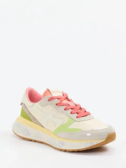 Damen Premiata – Sneaker aus Veloursleder und Mesh beige