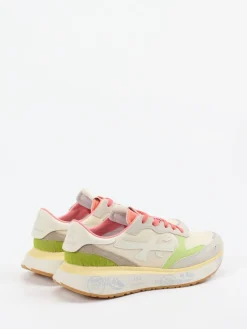 Damen Premiata – Sneaker aus Veloursleder und Mesh beige