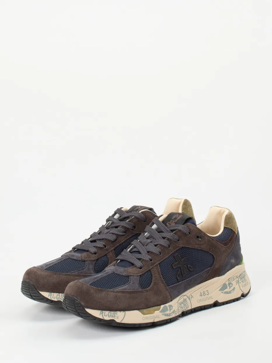 Herren Premiata – Sneaker aus Veloursleder und Mesh Dunkel