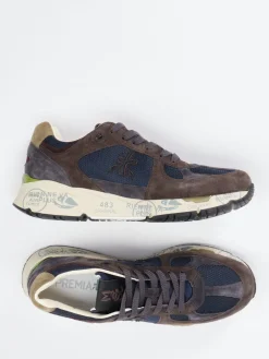 Herren Premiata – Sneaker aus Veloursleder und Mesh Dunkel