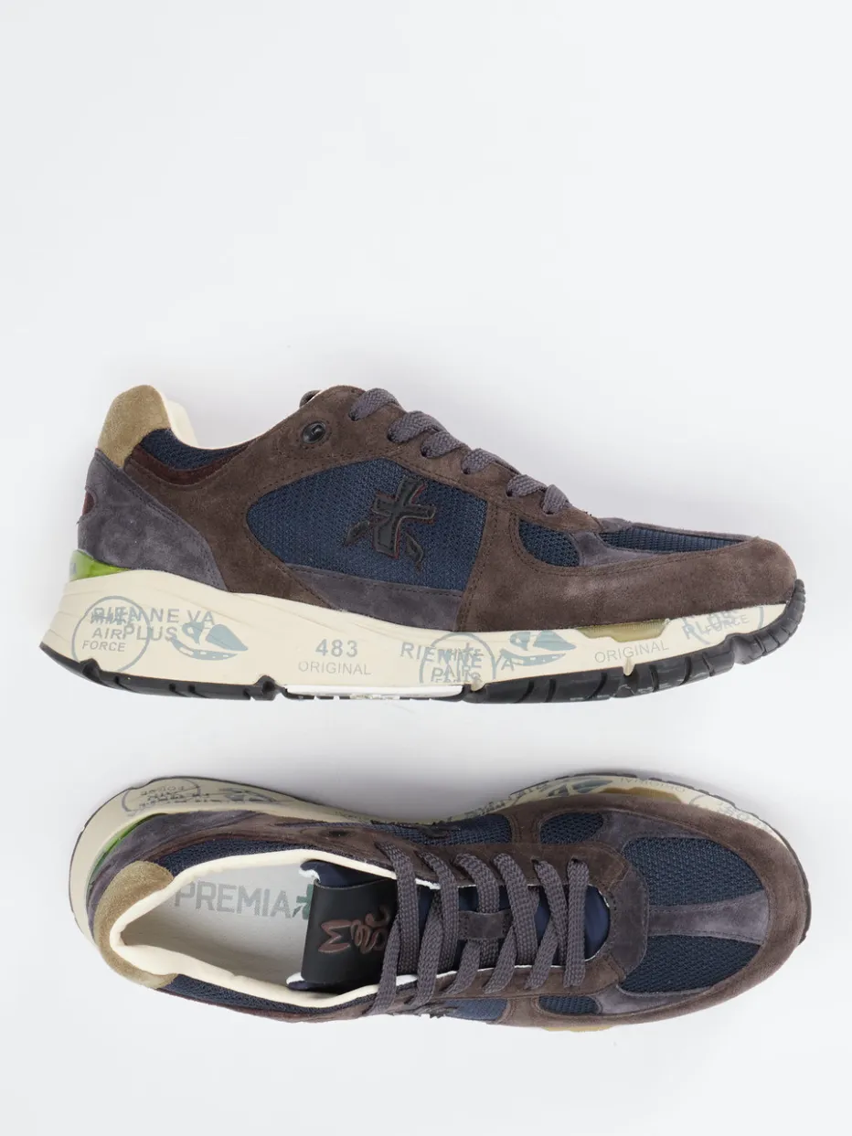 Herren Premiata – Sneaker aus Veloursleder und Mesh Dunkel