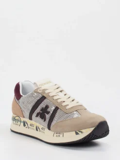 Damen Premiata – Sneaker aus Veloursleder und Pailletten-Mesh