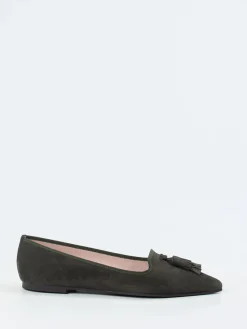 Damen Pretty Ballerinas – Ballerinas aus Veloursleder oliv