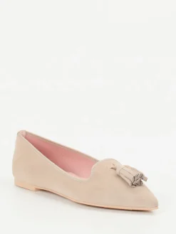 Damen Pretty Ballerinas – Loafer-Ballerinas aus Veloursleder Beige
