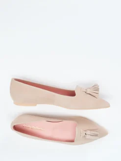 Damen Pretty Ballerinas – Loafer-Ballerinas aus Veloursleder Beige