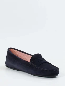 Damen Pretty Ballerinas – Loafer aus Veloursleder Dunkel