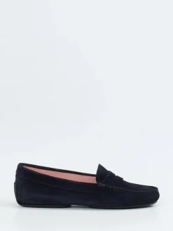 Damen Pretty Ballerinas – Loafer aus Veloursleder Dunkel