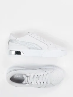 Damen Puma – Low-Top-Sneaker aus Leder mit Silberdetail