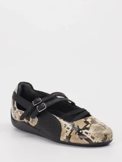 Damen Puma – Mary Jane Ballerinas aus Leder Snake-Optik