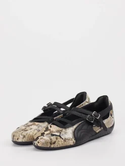 Damen Puma – Mary Jane Ballerinas aus Leder Snake-Optik