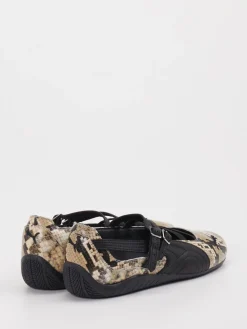 Damen Puma – Mary Jane Ballerinas aus Leder Snake-Optik