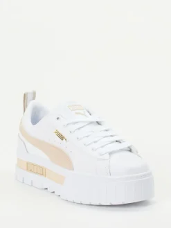 Damen Puma – Plateau-Sneaker aus Leder -Beige