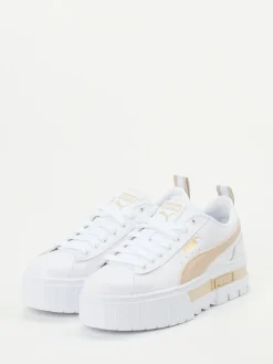 Damen Puma – Plateau-Sneaker aus Leder -Beige