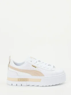 Damen Puma – Plateau-Sneaker aus Leder -Beige