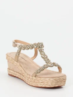 Damen Ralph Harrison – Keilsandalette aus Metallic-Textil