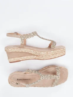 Damen Ralph Harrison – Keilsandalette aus Metallic-Textil