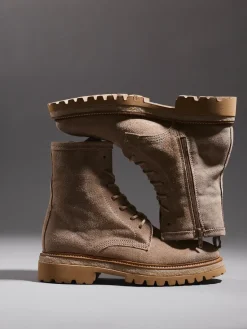 Damen Ralph Harrison – Schnürstiefelette aus Veloursleder Sand