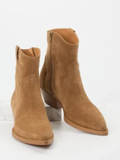 Damen Ralph Harrison – Western-Stiefelette aus Veloursleder Cognac