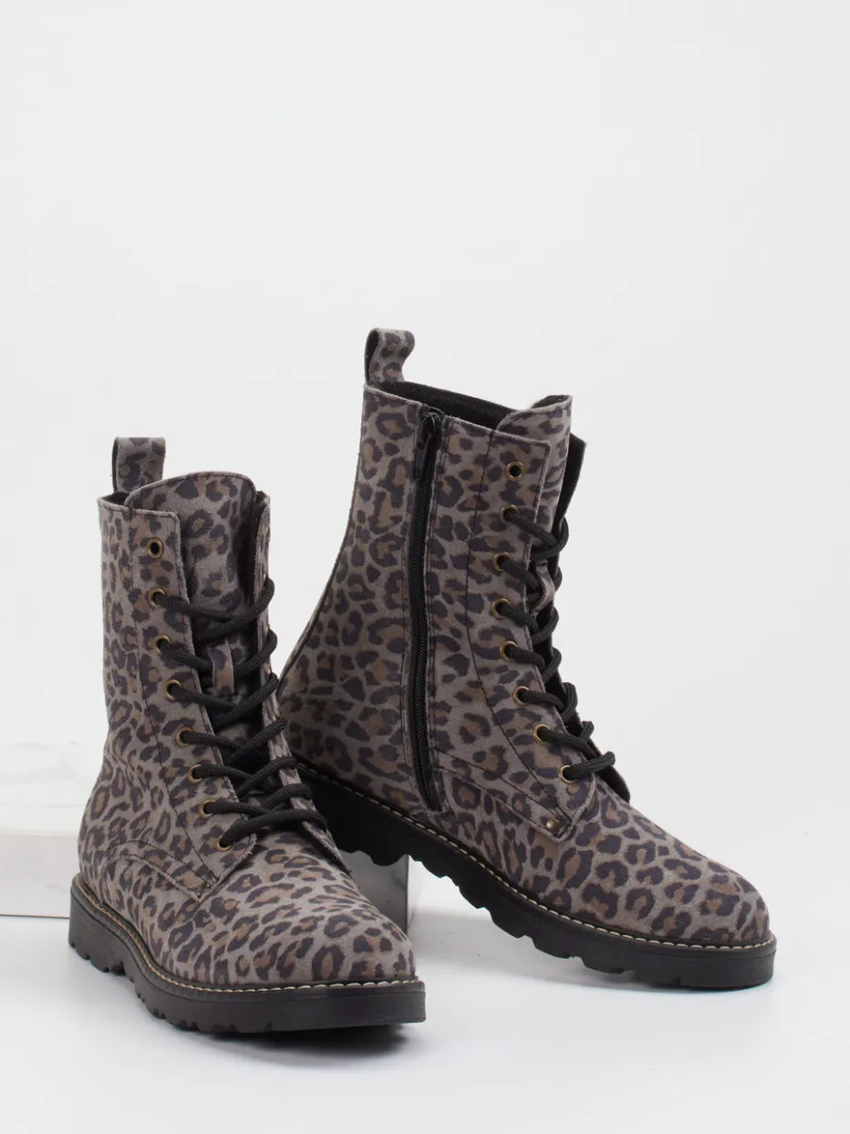 – Schnürboots aus Leder Taupe Leoprint*Ralph Harrison Classic Discount