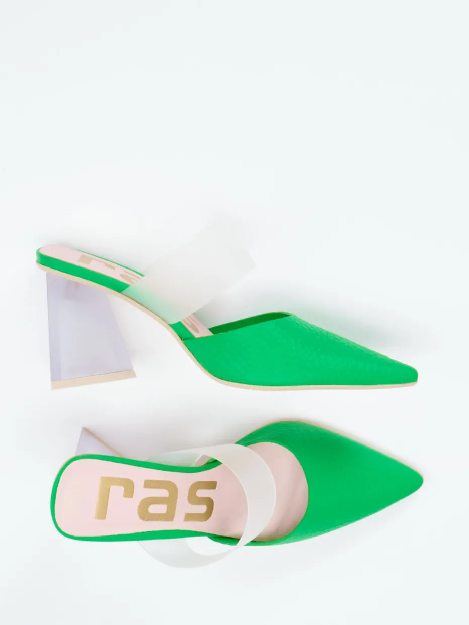 Damen RAS – Mules aus Kalbleder mit transparentem Riemen