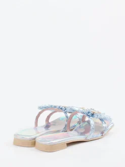 Damen RAS – Pantolette aus Metallicleder hell irisierend