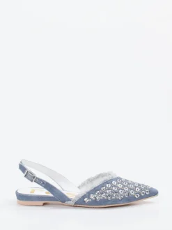 Damen RAS – Slingback-Ballerinas aus Denim mit Stsdetails