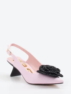 Damen RAS – Slingback-Pumps aus Textil in Pastellrosa
