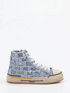 – High-Top Sneaker aus Denim mit Glitzer*Rebecca White Discount