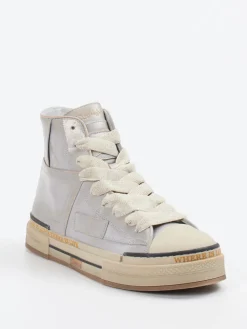 Damen Rebecca White – High-Top Sneaker aus Metallicleder silber