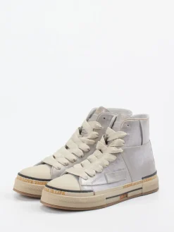 Damen Rebecca White – High-Top Sneaker aus Metallicleder silber