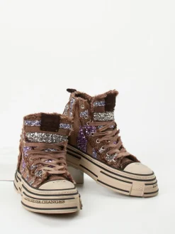 Damen Rebecca White – High-Top Sneaker aus Textil mit Glitzer