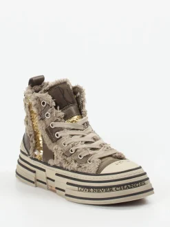 – High-Top Sneaker aus Textil mit Pailletten*Rebecca White New