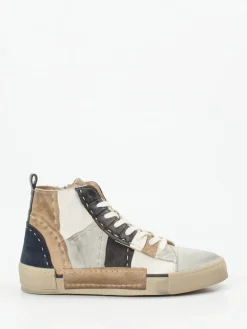 – High-Top Sneaker aus Veloursleder Patchwork*Rebecca White Hot