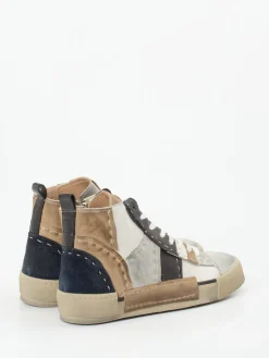 – High-Top Sneaker aus Veloursleder Patchwork*Rebecca White Hot