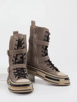 – High-Top-Boots aus Veloursleder Taupe*Rebecca White Hot