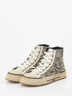 Damen Rebecca White – High-Top-Sneaker aus Fellimitat Zebra-Look