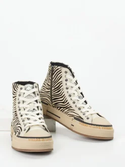 Damen Rebecca White – High-Top-Sneaker aus Fellimitat Zebra-Look