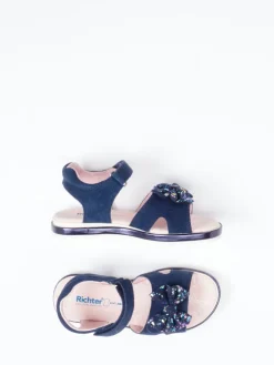 Kinder Richter – Klettsandale aus Veloursleder Dunkel