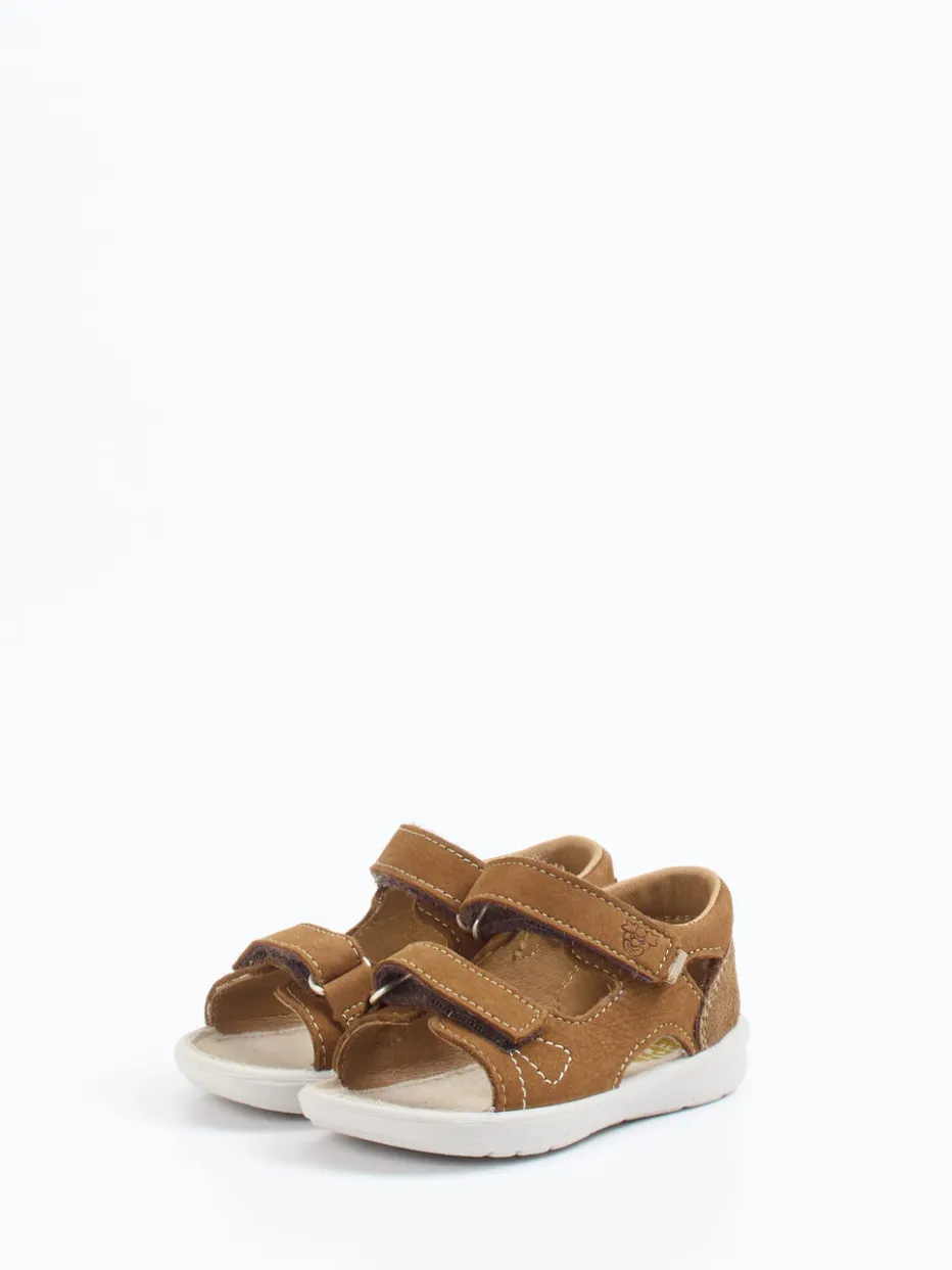 Kinder Ricosta – Klettsandalen aus Nubukleder cognac