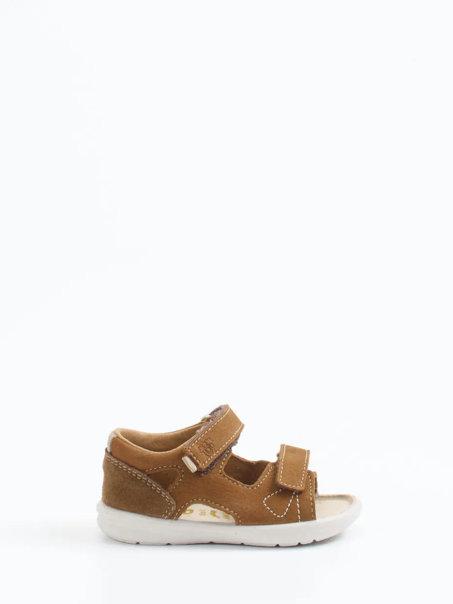 Kinder Ricosta – Klettsandalen aus Nubukleder cognac