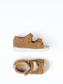Kinder Ricosta – Klettsandalen aus Nubukleder cognac