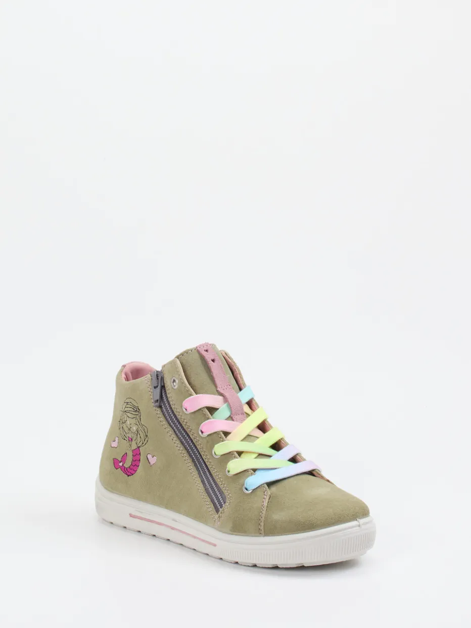 Kinder Ricosta – Mid-Top-Sneaker aus Veloursleder Oliv
