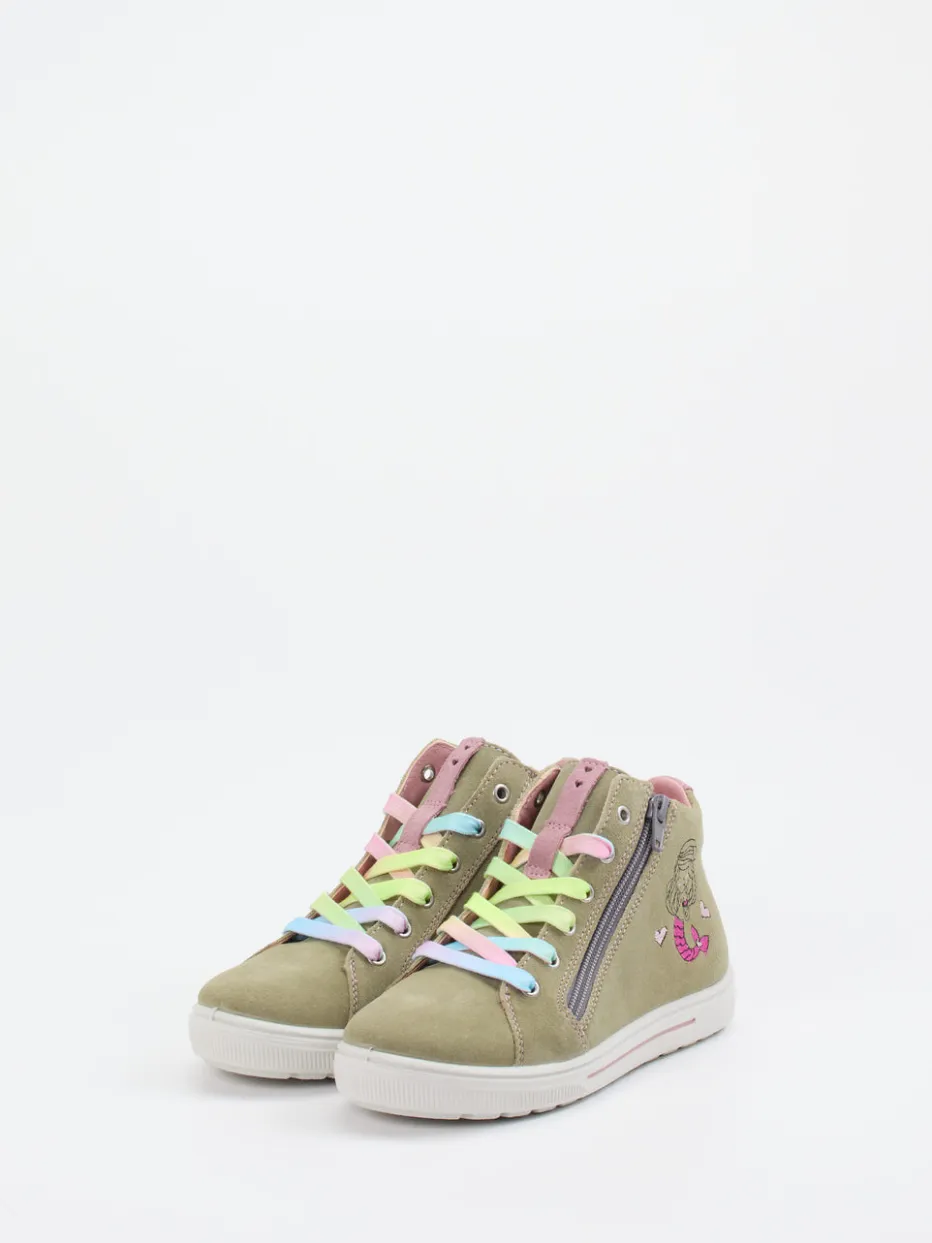 Kinder Ricosta – Mid-Top-Sneaker aus Veloursleder Oliv